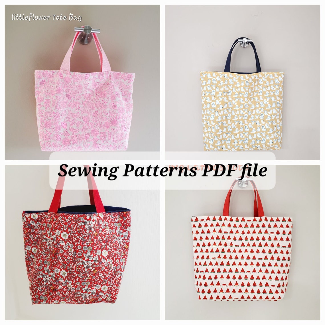 PDF File / Tote Bag PDF Sewing Pattern FOUR Sizes Instant - Etsy