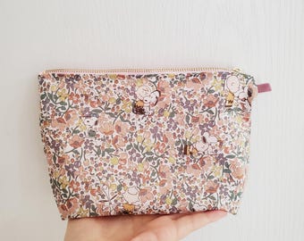 Exclusief make-uptasje Liberty / zakje van make-upstof / zakje met bloemenprint / minizakje met rits / zakje met mooie print / Gedrukt in Japan