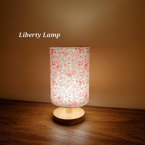 Liberty "Felicite" Table Lamp, USB Cable Wood Lamp with Liberty of London Fabric Shade / All included, Just TURN ON the switch