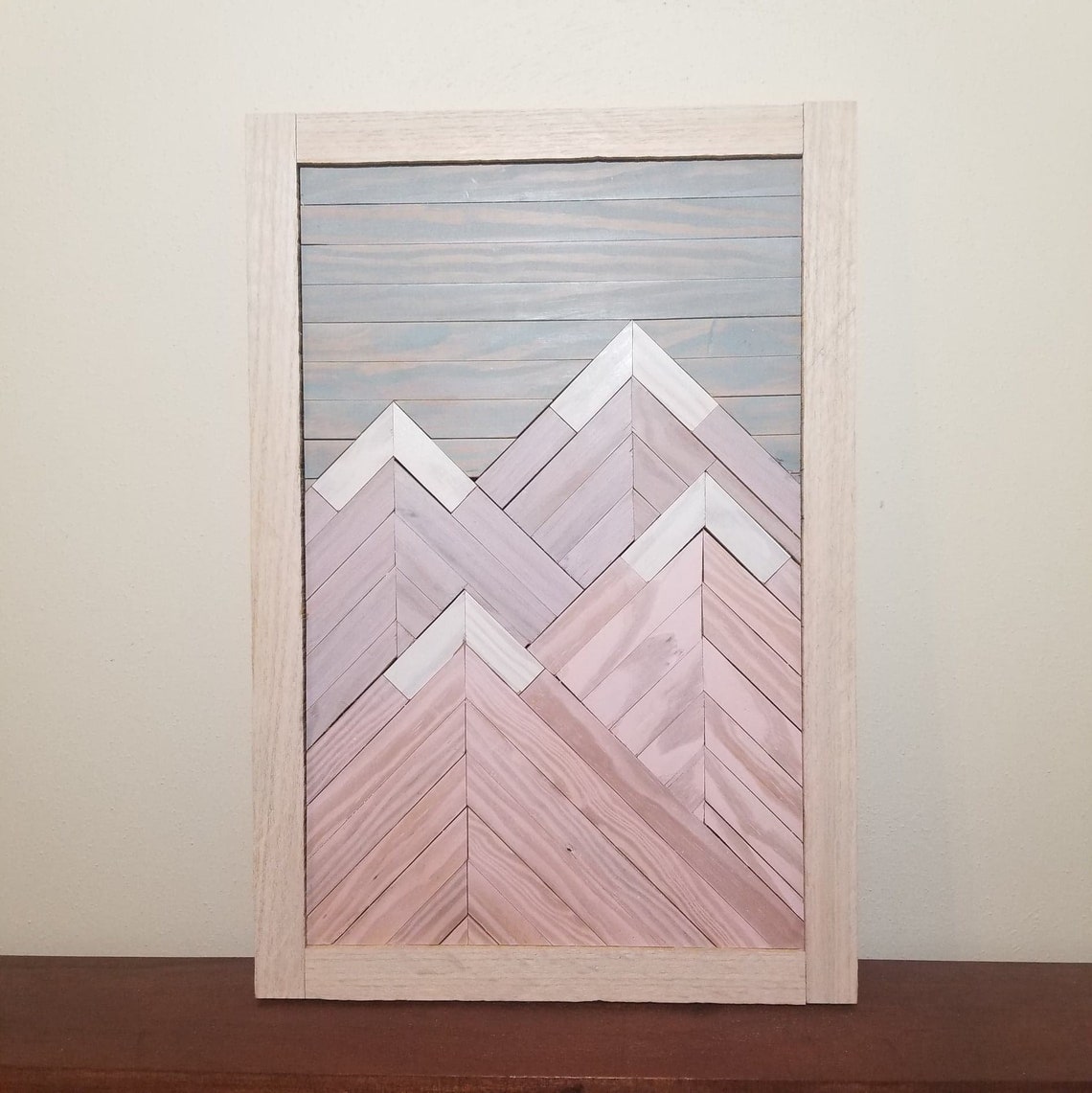 Wooden Mountain Wall Art Etsy