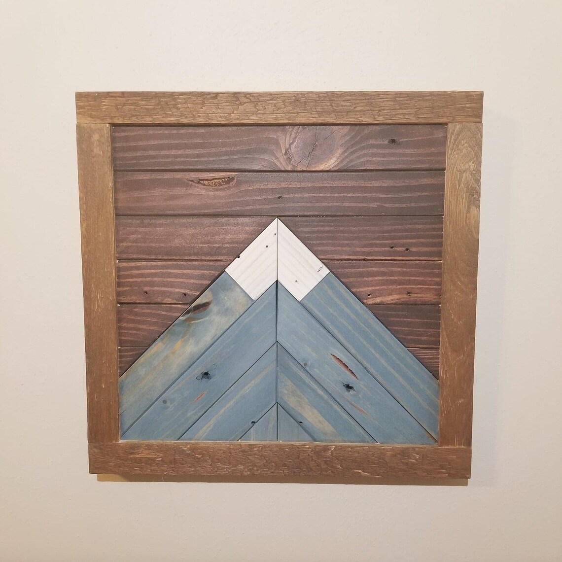 Wooden Mountain Wall Art Etsy