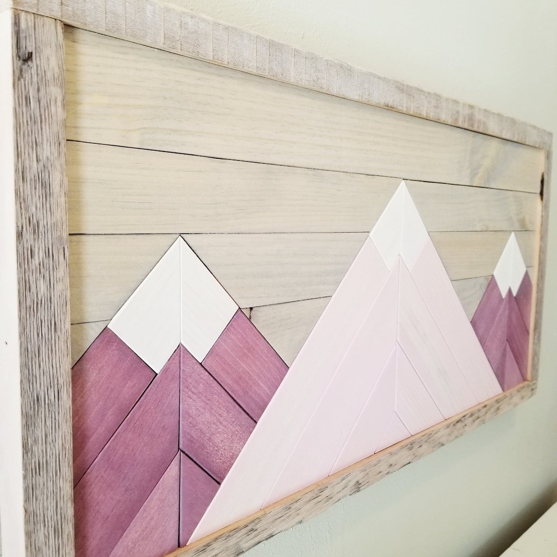 Wooden Mountain Wall Art Etsy