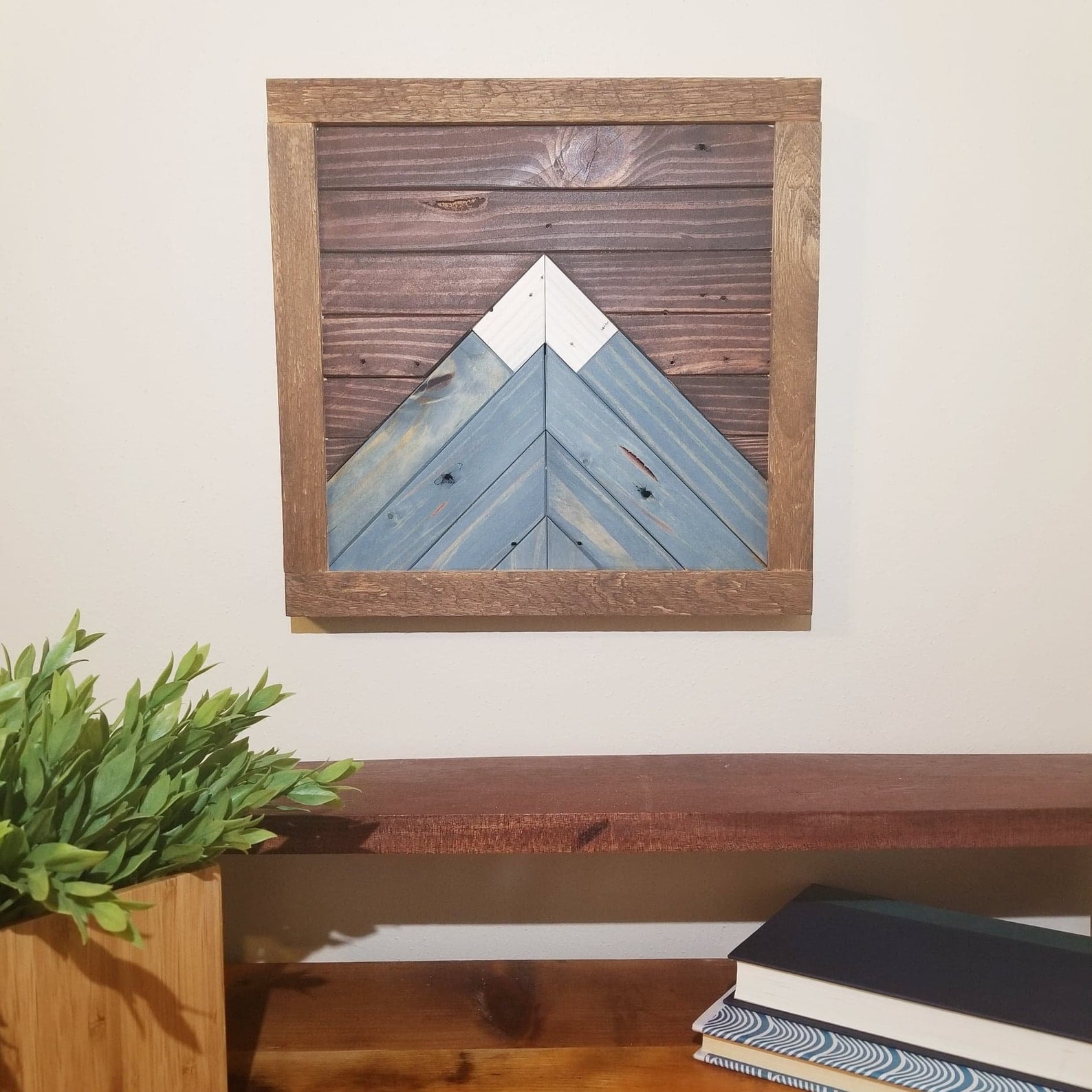 Wooden Mountain Wall Art Etsy