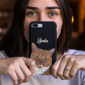 Custom Personalised Pet Cat Dog Portrait Phone Case For Iphone And Samsung | Pet And Owner Portrait (Any Colour)