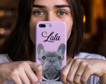 Custom Pet Face Portrait Personalised Phone Case For Iphone And Samsung | Dog Or Cat Lover Gift | Christmas Gifts For Men (Any Colour)