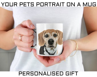 Huisdier portret van fotomok - Persoanliszed Dog Mug - Pet Lover Mug - Pet Sypathy Gift - Custom Pet Coffee Mug - Pet Portrait Memorial Mug