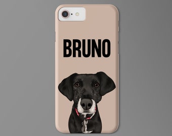 Custom Pet Face Portrait Personalised Phone Case For Iphone And Samsung | Dog Or Cat Lover Gift | Christmas Gifts For Men (Any Colour)