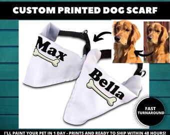 Custom Dog Scarf For Dogs With Black Collar | Personalized Dog Scarf | Dog Lover Gift | Custom Dog Scarf | Personalised Dog Scarf