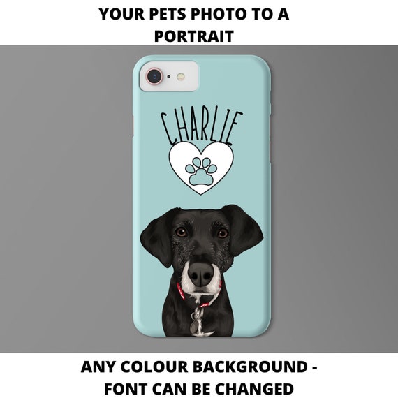 Custom Pet Face Portrait Personalised Phone Case For Iphone And Samsung | Dog Or Cat Lover Gift | Christmas Gifts For Men (Any Colour)