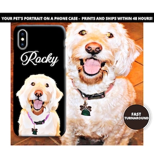 Custom Personalised Pet Portrait Phone Case For iPhone And Samsung Pet And Owner Portrait Christmas Gifts For Men Any Colour image 2