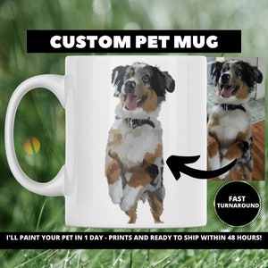 Personalised Custom Pet Portrait Cermaic Coffee Mug (Double Sided Print)