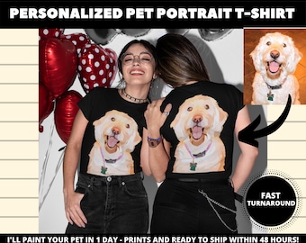 Custom Pet Portrait Tshirt | Custom Dog Shirt | Pet Drawing Shirt | Dog Lover Gift