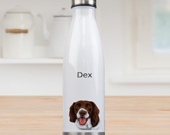 Custom Pet Face Portrait Personalised Water Bottle | Dog Or Cat Lover Gift | Christmas Gifts For Men, Women, Kids Stocking Filler 500ml