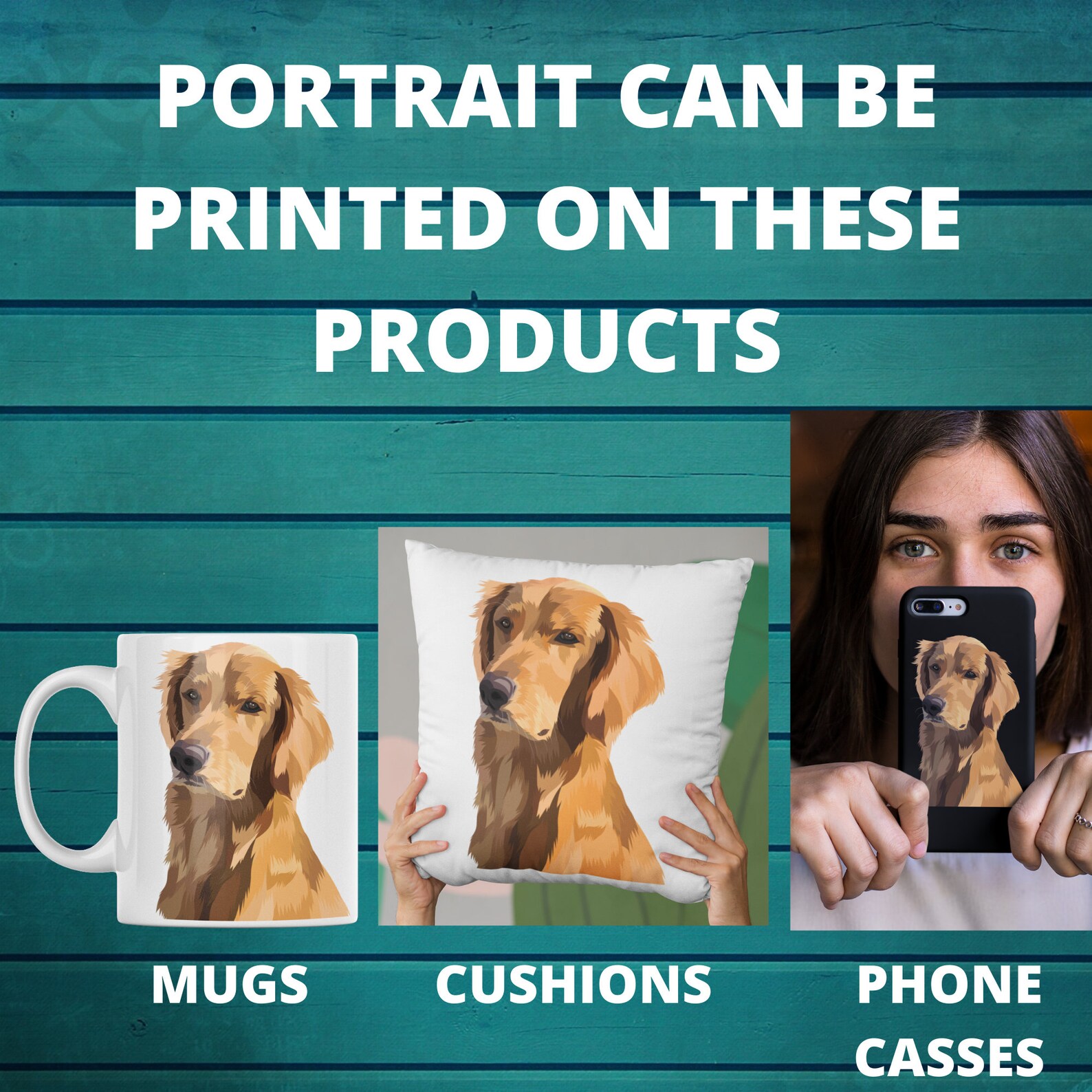 Custom Pet Portrait Canvas Pet Picture Canvas Personalized Etsy