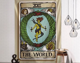 3er Set Wandteppich Wandbehang Tarot Sonne Mond Sterne Mittelalter Geheimnisvoll