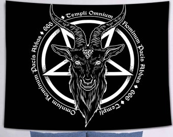 Goat Tapestry Pentagram Wall Tapestry Baphomet Wall Hanging Emvency Occult Satan Satanic Wall Decor