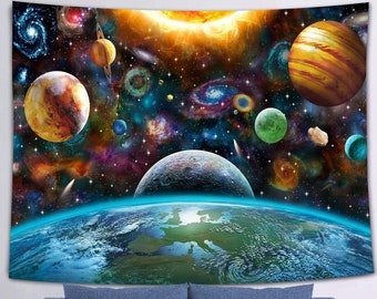 Universe Tapestry Planet of the Earth Wall Tapestry Galaxy Planets Nebula Outer Space Tapestries for Living Room Bedroom Dorm Decor