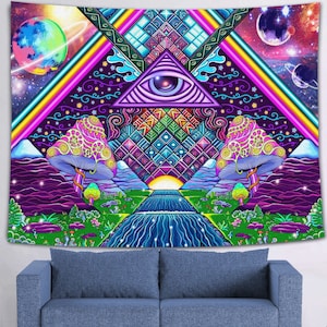 Psychedelic Wall Tapestry Psychedelic Art Tapestry Trippy Mushroom Hippie Art Tapestries for Living Room Bedroom Dorm Decor Etsy Sweden