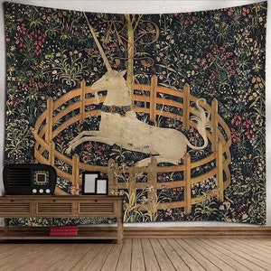 Unicorn Tapestry The Unicorn in Captivity Wall Tapestry Wall Hanging Wall Decor