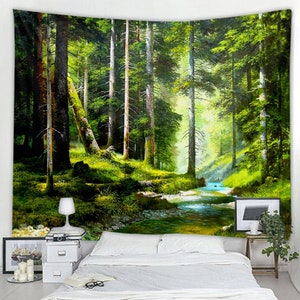 Forest Wall Tapestry Nature Hanging Tapestries Trees Wall Art Aesthetic Room Decor