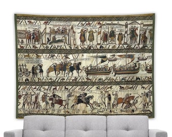 Medieval Military Wall Tapestry Historical Wall Hanging  Battle Of Hastings Bayeux Tapestry Reproduction, Printed Tapestries