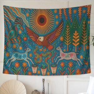 Tenture Murale Brodée Vintage Inde – Patchwork Doré 50x25 Pouces
