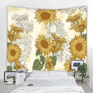 Sunflower Tapestry Sunflowers Wall Tapestry Floral Wall Hanging Tapestries for Room Decor