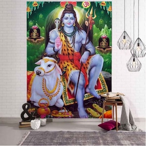 Hindu Tapestry Indian Lord Shiva Wall Hanging Hindu Mythology Tapestries Hindu God Wall Decor
