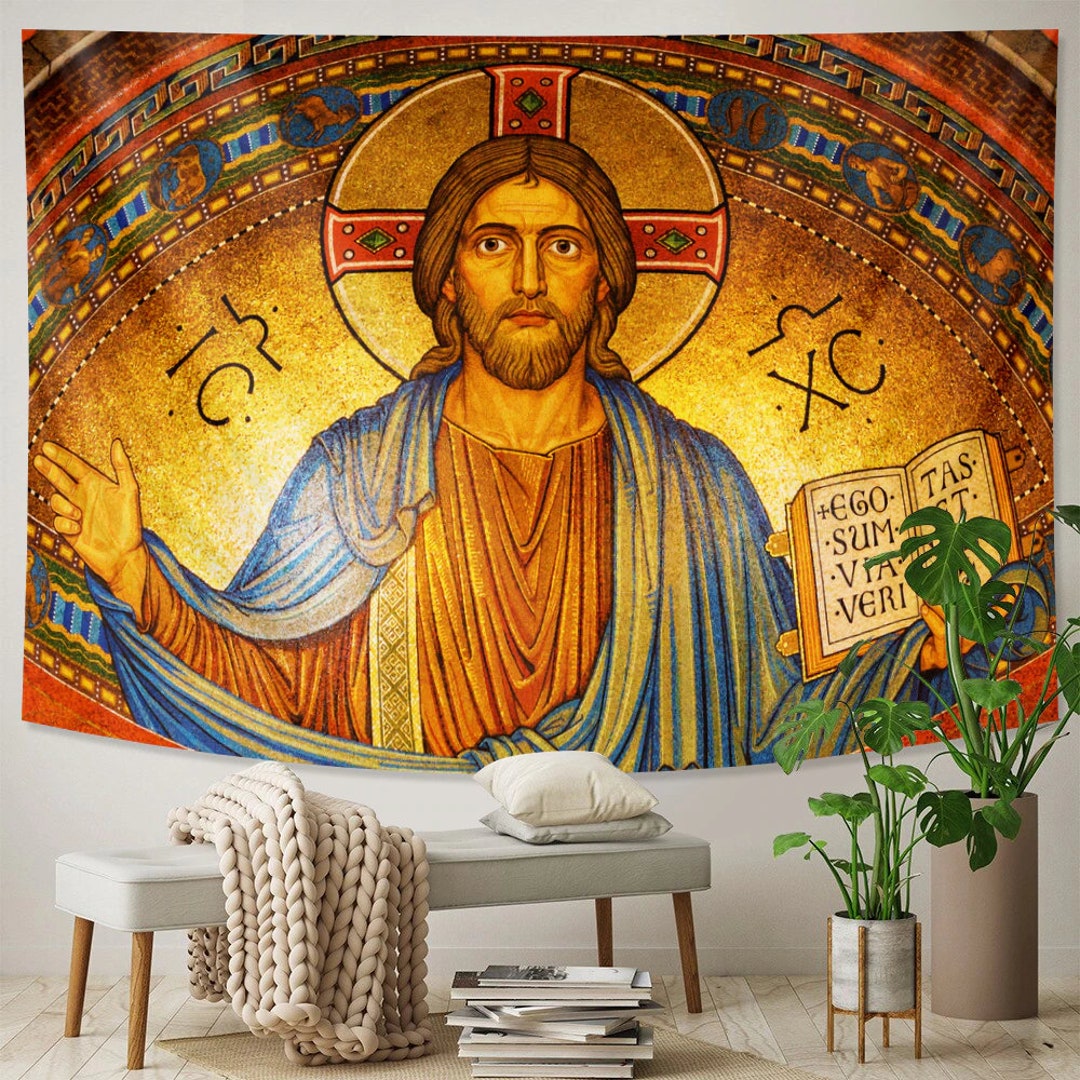 Jesus Christ Tapestry Spiritual Christian Wall Hanging Aesthetic Religious Art Tapestrues for