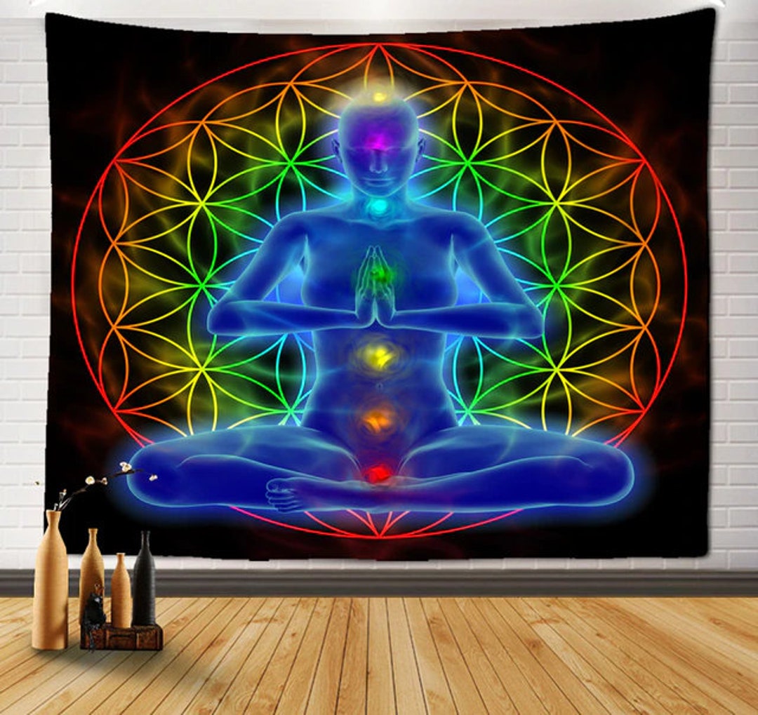 Meditation 7 Chakra Tapestry Wall Hanging Mandala Flower of Life Wall