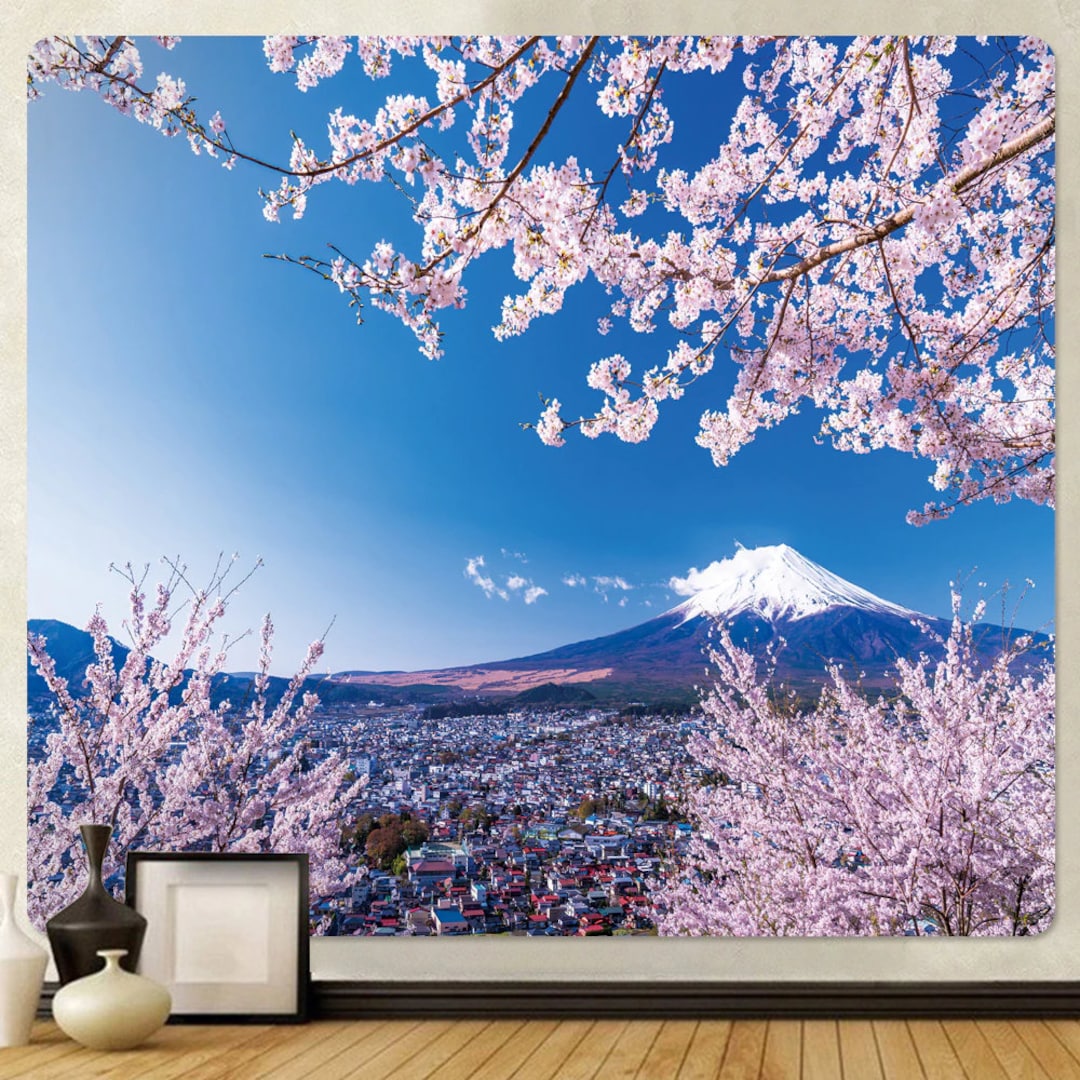 Photo Papier Peint 400 X 280 Cm Intissé Murale Rouge Noir Panoramique Poster Papier Peint Style Japonais Cerisier En Fleurs Épée Japonaise Photo Murale Décorative Tenture Murale Pour Appartement Salon