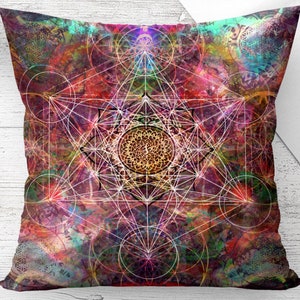 Archangel Metatron's Cube Pillow Cover Sacred Geometry Cushion Cover Decorative Throw Pillow Case 16x16, 18x18, 20x20, 22x22, 24x24