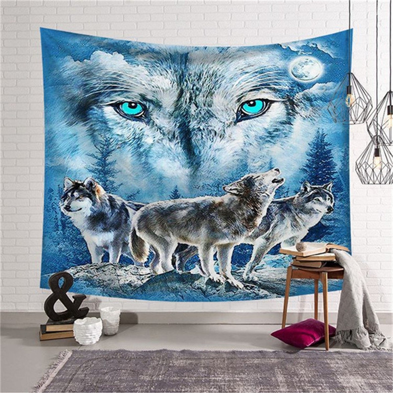 Wolf Tapestry Wolves Wall Tapestry Wall Hanging Wall Decor Etsy