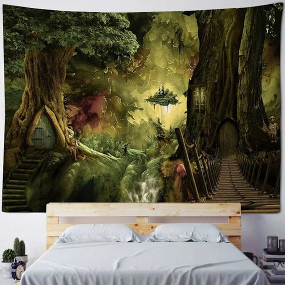 Fantasy Tapestries Green And Pink Fantasy Tapestry Wall Decor