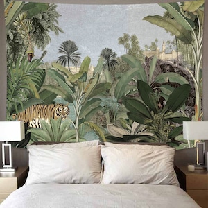 Tapestry Tropical, Green Leaves Jungle Plants Wall Hanging Tapestries Rain Forest Wall Decor for Bedroom Living Room Dorm
