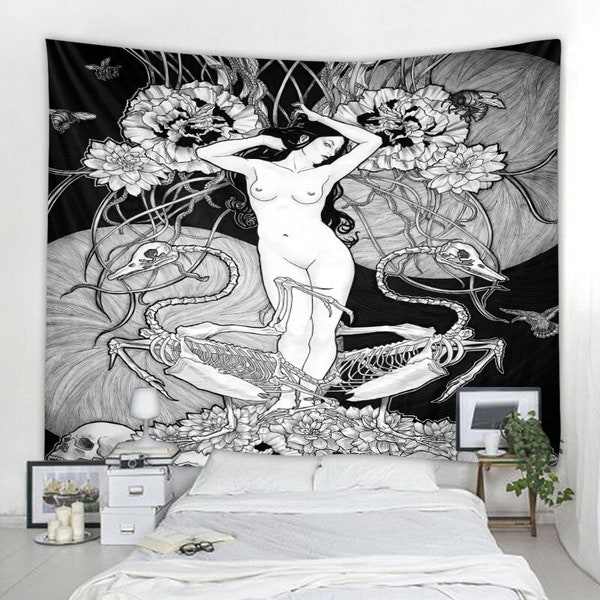 Goth Tapestry Naked Girl Wandbehang Goth Frau Wandbehang Tapisserien Wand-Dekor