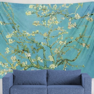 ヴァン・ゴッホのタペストリー 壁掛け アーモンドの花 油絵 自然 植物 花柄 壁アート 装飾 寮 寝室 リビングルーム用