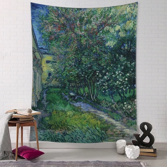 Art Wall Hanging Tapestry Van Gogh The garden of the asylum at Saint Remy Famous Painting Large Wall Art Wall Decor Big Tapestries