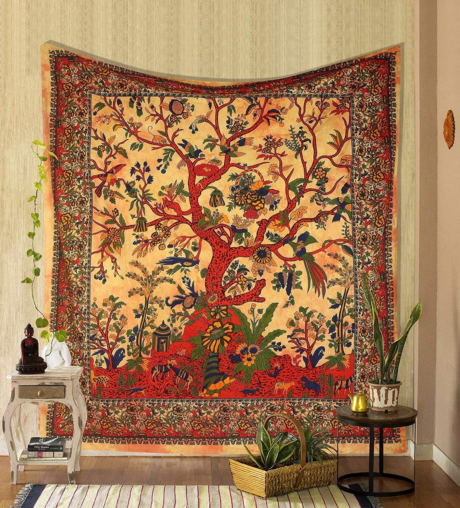 Tree of Life Tapestry Wall Hanging Retro Vintage Art Etsy