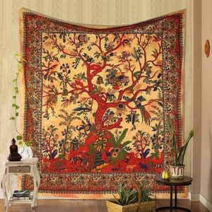 Tree of Life Tapestry Wall Hanging Retro Art Tapestries for Room Wall Decor