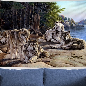 Wolf Tapestry Wolves Wall Tapestry Wall Hanging Wild Animal Wall Decor