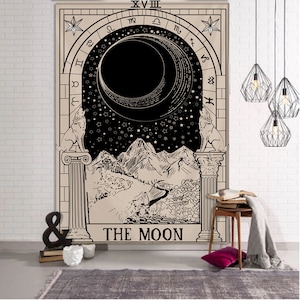 La Luna Tarocchi Arazzo Zodiaco Esoterico Oroscopo Divinazione Stregoneria Parete Appesa Mandala Astrologia Tarocchi Arazzi per l'arredamento della stanza