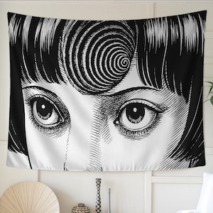 Surreal Spiral Eye Tapestry Wall Hanging – Trippy  Art, Bold Black and White Decor, Gothic Psychedelic Wall Art, Gift for Her/Him