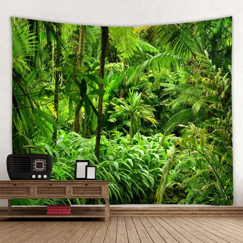 Jungle Tapestry Nature Green Plants Wall Hanging Tropical Wall | Etsy