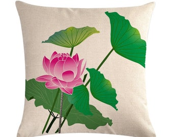 Cushion Cover Lotus Flower  Home Decor Square Throw Pillow Case J 