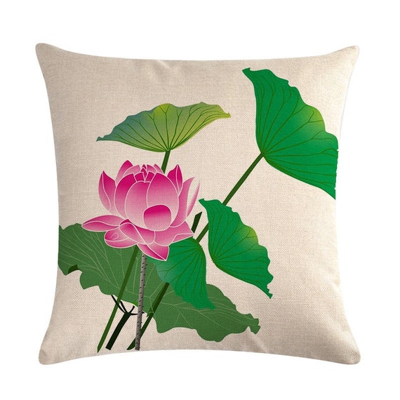 Blooming Lotus Flower Pillow Cover Throw Pillow Cover Sofa Etsy