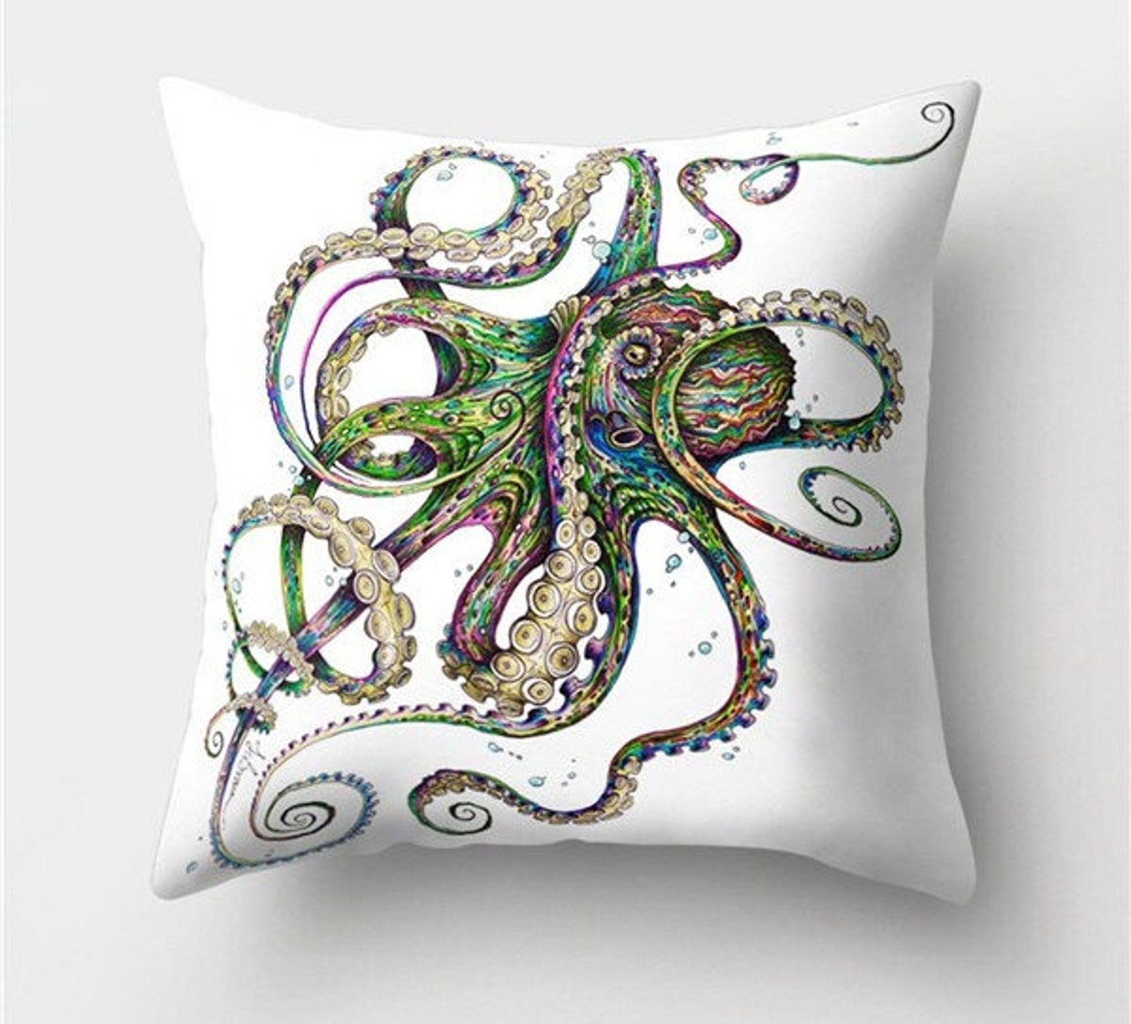 Octopus Cushion Cover Sea Cretures Square Decorative Throw Etsy
