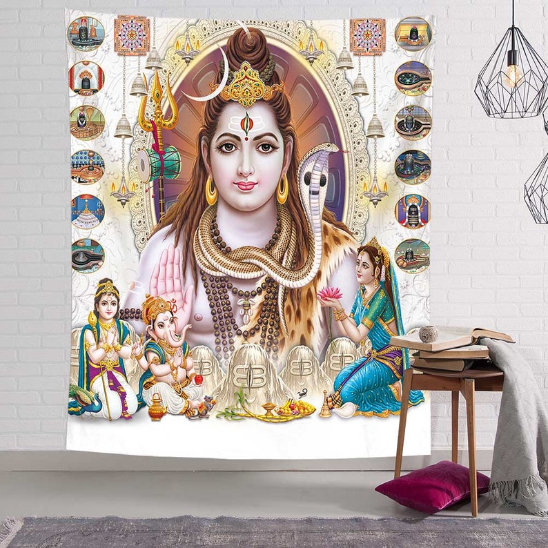 Lord Shiva Tapestry Wall Hanging Hindu God Shiva Tapestries Etsy
