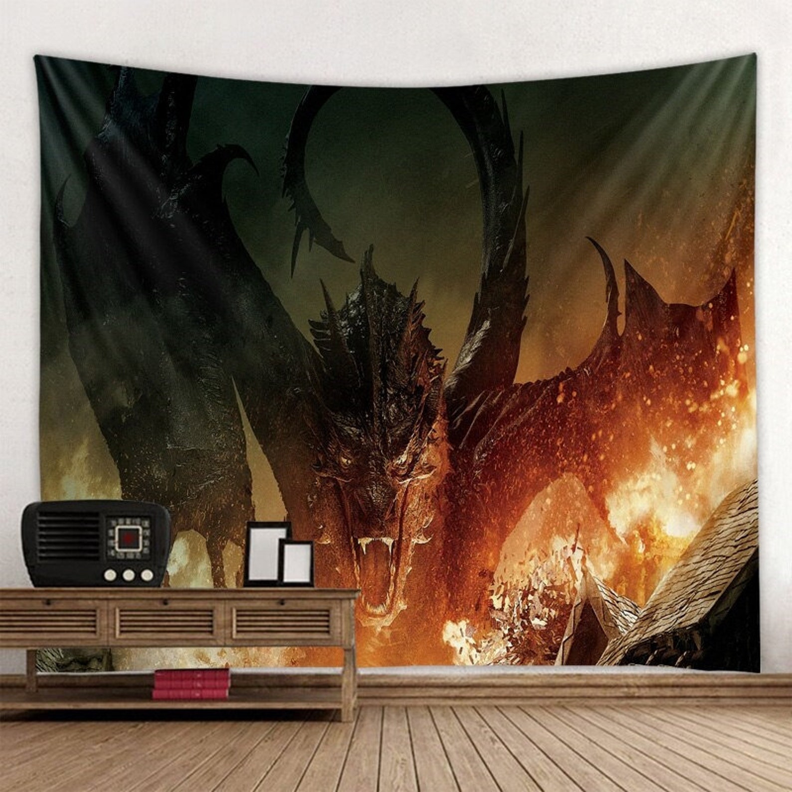 Evil Dragon Tapestry Fantasy Wall Hanging Gothic Wall Decor for Bedroom
