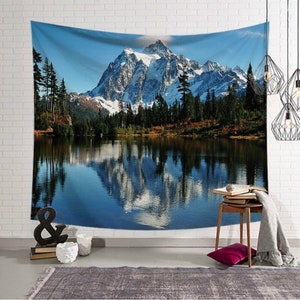 Nature Landscape Tapestry Natural Scenery Mountain Lake Tapestry Wall Hanging Wall Decor Tapestries